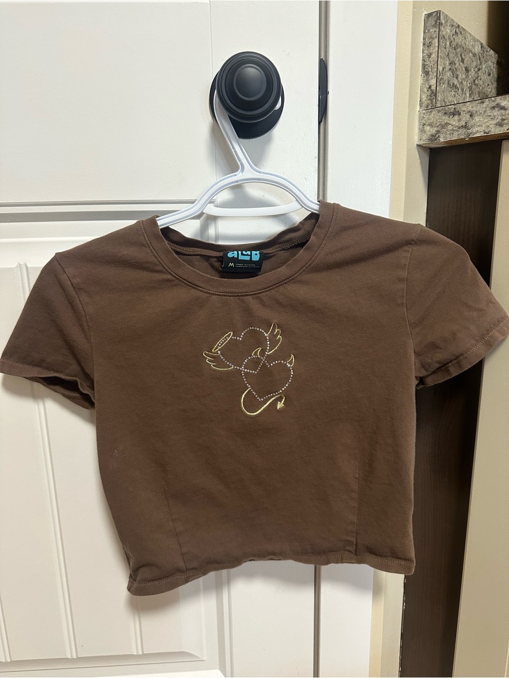 Y2K crop top, rhinestone graphic tee